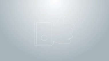 Mavi çizgili El, gri arkaplanda izole edilmiş bir ikon gibi. 4K Video hareketli grafik canlandırması