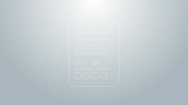 Gri arkaplanda mavi çizgi sınav kağıdı simgesi izole edildi. Sınav kağıdı, sınav ya da araştırma konsepti. Sınav ya da sınav. 4K Video hareketli grafik canlandırması
