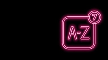 Parlayan neon hattı çevrimiçi çevirmen simgesi siyah arkaplanda izole edildi. Sohbet balonunda yabancı dil konuşma simgeleri. Çeviri konsepti. 4K Video hareketli grafik canlandırması