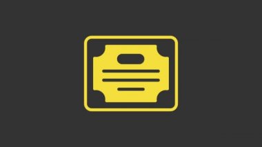 Sarı Sertifika şablon simgesi gri arkaplanda izole edildi. Başarı, ödül, diploma, burs, diploma kavramları. 4K Video hareketli grafik canlandırması