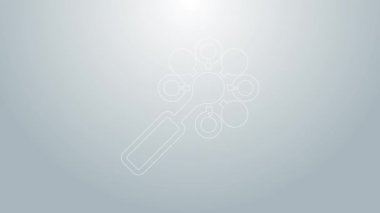 Mavi çizgi Rattle oyuncak ikonu gri arka planda izole edildi. Fasulye torbası işareti. 4K Video hareketli grafik canlandırması