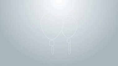 Kurdele ikonlu mavi çizgi balonları gri arka planda izole edilmiş. Mutlu Paskalyalar. 4K Video hareketli grafik canlandırması