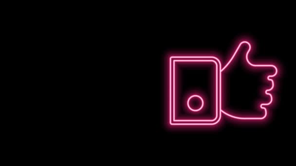 Linea neon incandescente Icona a mano isolata su sfondo nero. Animazione grafica 4K Video motion — Video Stock