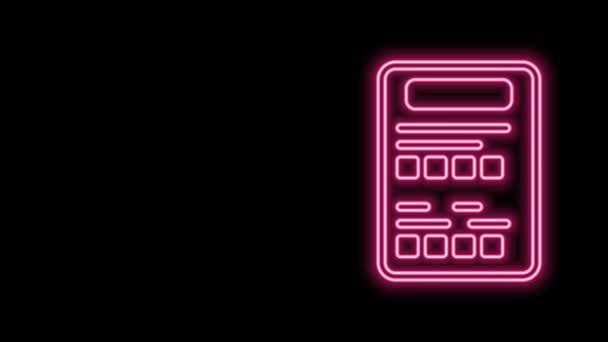 Linea neon incandescente Icona del foglio d'esame isolato su sfondo nero. Test di carta, esame, o il concetto di indagine. Prova scolastica o esame. Animazione grafica 4K Video motion — Video Stock
