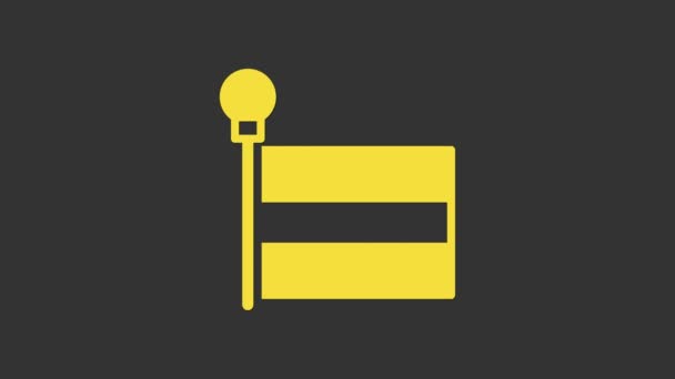 Κίτρινη Σημαία απομονωμένη σε γκρι φόντο. Σύμβολο σήμανσης θέσης. 4K Γραφική κίνηση κίνησης βίντεο — Αρχείο Βίντεο