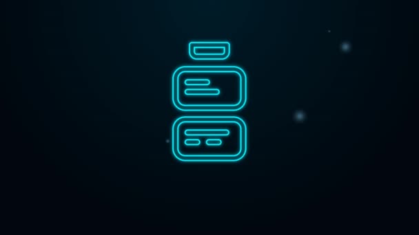 Glödande neon line Online översättare ikon isolerad på svart bakgrund. Ikoner för konversationer på främmande språk i pratbubblan. Översätter konceptet. 4K Video motion grafisk animation — Stockvideo