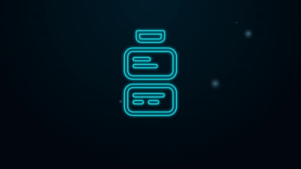 Glowing neon line Online translator icon isolated on black background. Foreign language conversation icons in chat speech bubble. Translating concept. 4K Video motion graphic animation — Stock Video