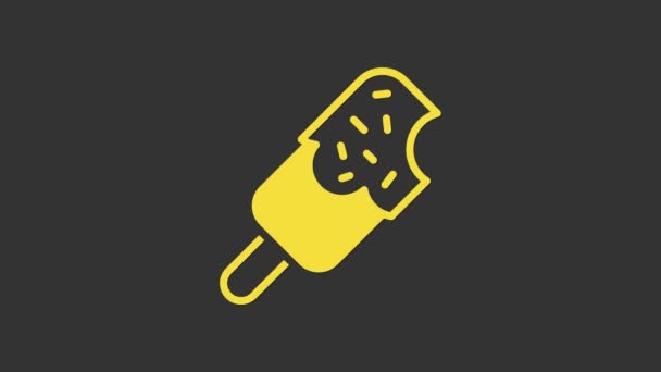 Yellow Ice cream icon isolated on grey background. Sweet symbol. 4K Video motion graphic animation — Stock Video