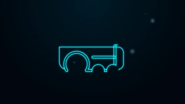 Glowing neon line Toy train icon isolated on black background. 4K Video motion graphic animation — Stock Video