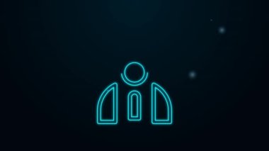 Parlayan neon hattı roket oyuncak ikonu siyah arka planda izole edildi. Uzay yolculuğu. 4K Video hareketli grafik canlandırması