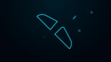 Parlayan neon hattı oyuncak uçak simgesi siyah arkaplanda izole edildi. Uçan uçak ikonu. Uçak tabelası. 4K Video hareketli grafik canlandırması