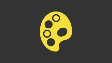 Sarı Palet simgesi gri arkaplanda izole edildi. 4K Video hareketli grafik canlandırması