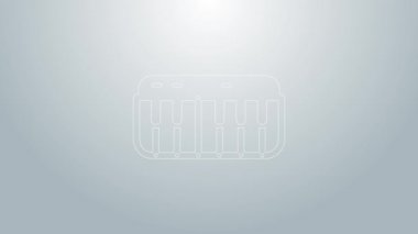 Mavi çizgi müzik sentezleyici simgesi gri arkaplanda izole edildi. Elektronik piyano. 4K Video hareketli grafik canlandırması