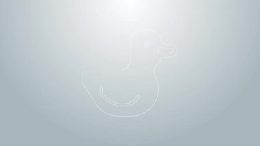 Kauçuk ördek resmi gri arkaplanda izole edildi. 4K Video hareketli grafik canlandırması