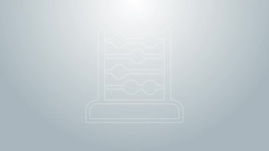 Mavi çizgi Abaküs simgesi gri arkaplanda izole edildi. Geleneksel sayım çerçevesi. Eğitim işareti. Matematik okulu. 4K Video hareketli grafik canlandırması