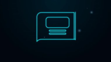 Parlayan neon çizgi Kitap simgesi siyah arkaplanda izole edildi. 4K Video hareketli grafik canlandırması