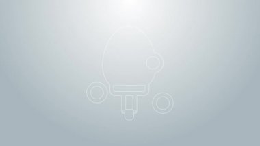 Masa tenisi ikonunu oynamak için mavi hat raketi gri arka planda izole edildi. 4K Video hareketli grafik canlandırması