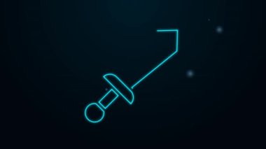 Parlayan neon çizgisi Kılıç oyuncağı simgesi siyah arkaplanda izole edildi. 4K Video hareketli grafik canlandırması