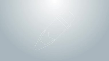 Gri arkaplanda silgi simgesine sahip mavi çizgi kalem. Çizim ve eğitim araçları. Okul sembolü. 4K Video hareketli grafik canlandırması