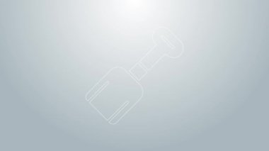 Mavi çizgi kürekli oyuncak ikonu gri arka planda izole edildi. 4K Video hareketli grafik canlandırması