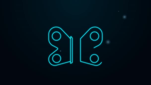 Gloeiende neon lijn Butterfly pictogram geïsoleerd op zwarte achtergrond. 4K Video motion grafische animatie — Stockvideo