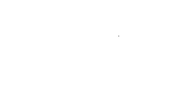 Línea negra Icono de pato de goma aislado sobre fondo blanco. Animación gráfica de vídeo 4K — Vídeo de stock