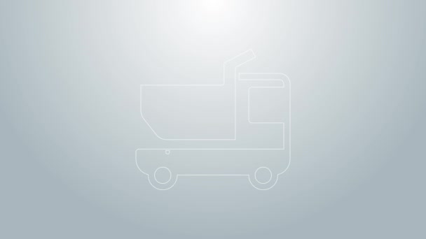 Linea blu icona del camion giocattolo isolato su sfondo grigio. Animazione grafica 4K Video motion — Video Stock