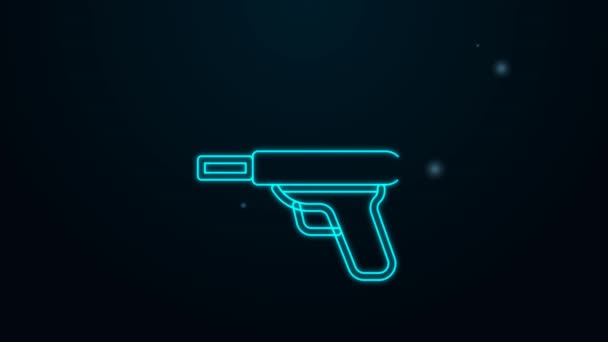 Glowing neon line Water gun icon isolated on black background. 4K Video motion graphic animation — Stock Video