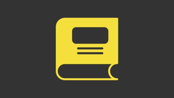 Yellow Book icon isolated on grey background. 4K Video motion graphic animation — Stock Video