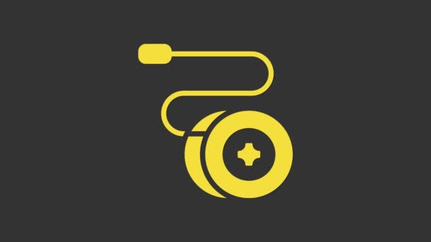 Yellow Yoyo toy icon isolated on grey background. 4K Video motion graphic animation — Stock Video