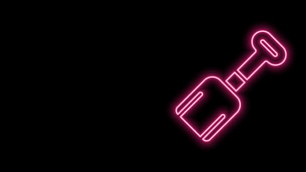 Glowing neon line Shovel toy icon isolated on black background. 4K Video motion graphic animation — Stock Video