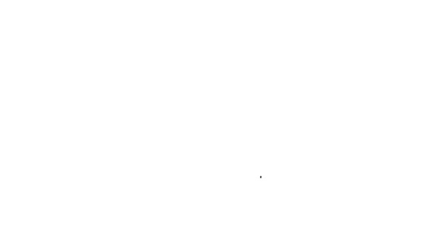Czarna linia Hulajnoga Roller dla dzieci ikona izolowana na białym tle. Hulajnoga lub rower biegowy. 4K Animacja graficzna ruchu wideo — Wideo stockowe