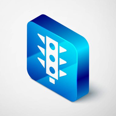 Gri arkaplanda Isome trafik ışığı simgesi izole edildi. Mavi kare düğme. Vektör.