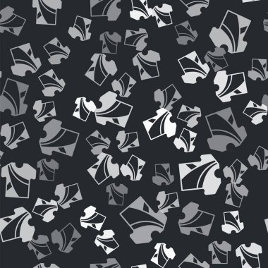 Gri Hintli adam geleneksel Hindu kıyafetlerini uzun gömlek ikonu ile siyah arka planda izole edilmiş kusursuz desen ile giyer. Vektör.