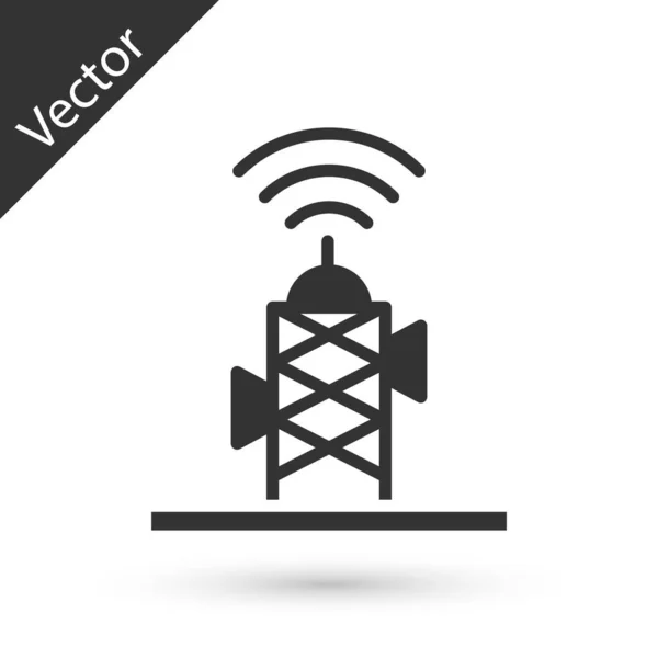 Icône Antenne Sans Fil Gris Isolé Sur Fond Blanc Technologie — Image vectorielle
