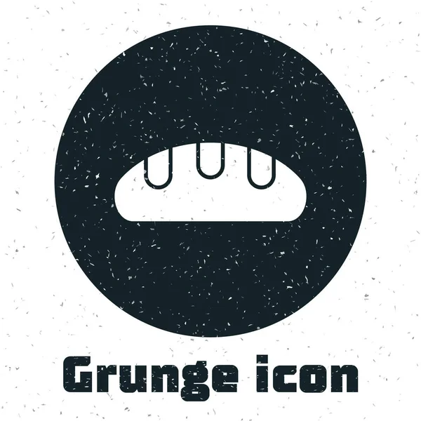 Grunge Brot Ikone Isoliert Auf Weißem Hintergrund Monochrome Vintage Zeichnung — Stockvektor