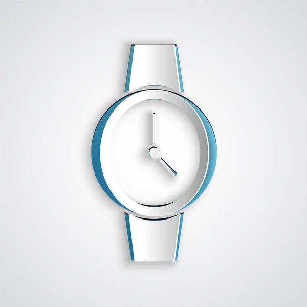Papiergeschnittene Armbanduhr Symbol Isoliert Auf Grauem Hintergrund Armbanduhr Symbol Papierkunst — Stockvektor