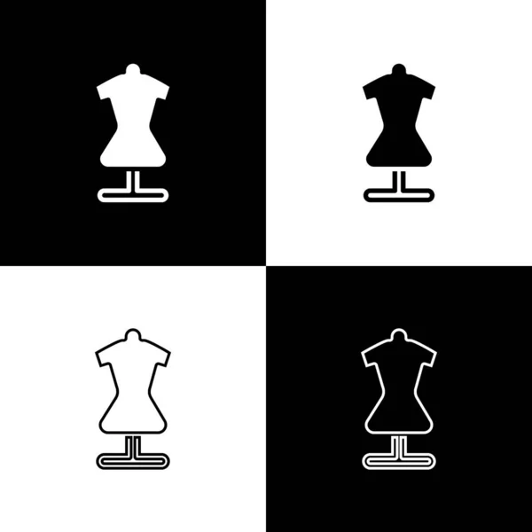 Set Icono Maniquí Aislado Sobre Fondo Blanco Negro Maniquí Medida — Vector de stock