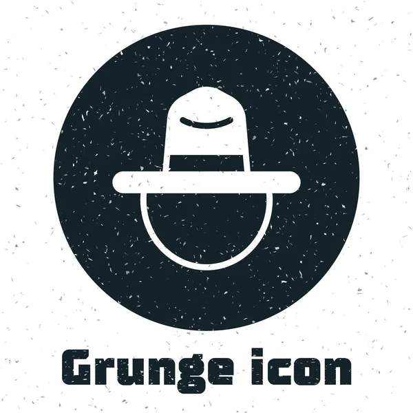 Grunge Sombrero Guardabosques Canadiense Icono Uniforme Aislado Sobre Fondo Blanco — Vector de stock