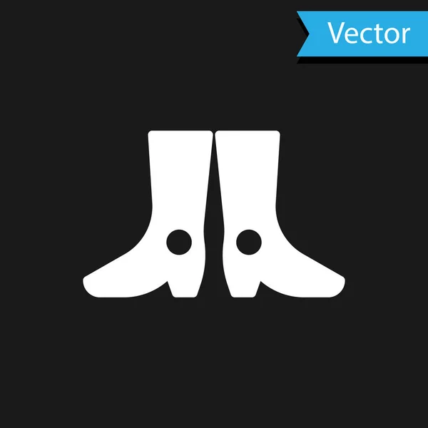 Icono Calzado Nacional Ucraniano Blanco Aislado Sobre Fondo Negro Botas — Vector de stock