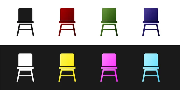 Set Stuhl Symbol Isoliert Auf Schwarzem Und Weißem Hintergrund Vektor — Stockvektor