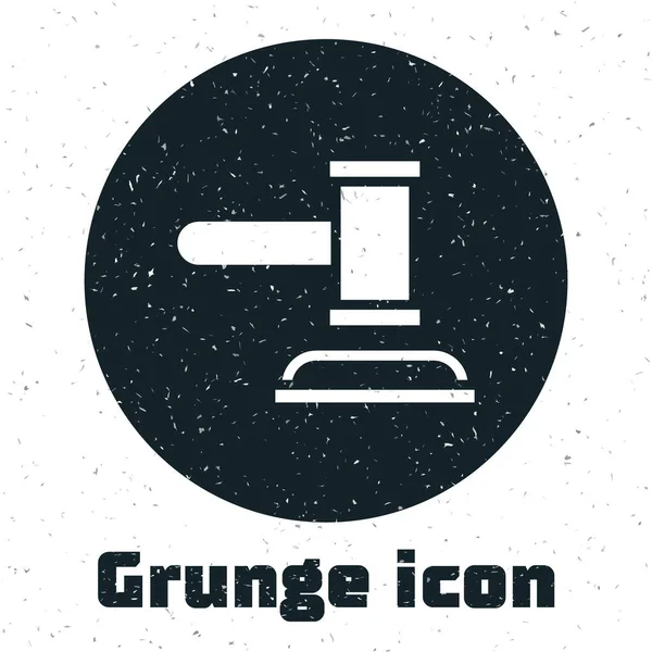 Grunge Juge Icône Marteau Isolé Sur Fond Blanc Gavel Pour — Image vectorielle