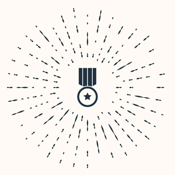 Ікона Grey Medal Ізольована Бежевому Фоні Знак Досягнення Переможця Нагорода — стоковий вектор
