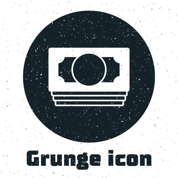 Grunge Stacks Χάρτινο Εικονίδιο Χρημάτων Απομονωμένο Λευκό Φόντο Χαρτονομίσματα Στοιβάζονται — Διανυσματικό Αρχείο
