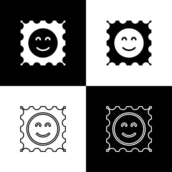 Set Lsd Acid Mark Icon Isolated Black White Background Acid — Stock Vector