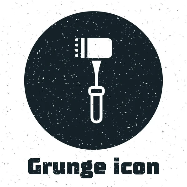 Grunge Kitchen锤击图标隔离在白色背景 单色复古绘画 — 图库矢量图片