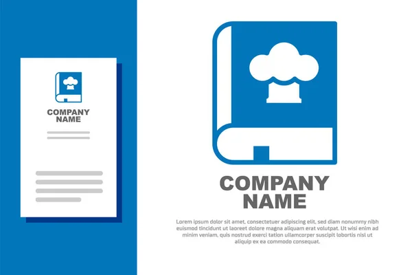 Blauw Kookboek Pictogram Geïsoleerd Witte Achtergrond Kookboek Icoon Receptenboek Vork — Stockvector