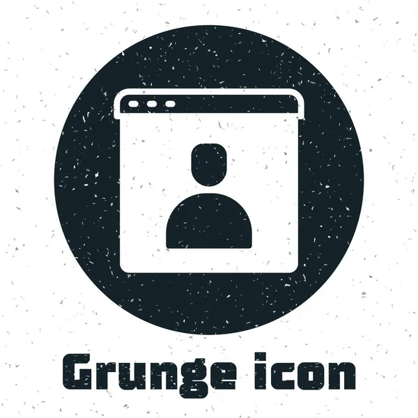 Grunge Create Account Screen Icon Isolated White Background Monochrome Vintage — Stock Vector