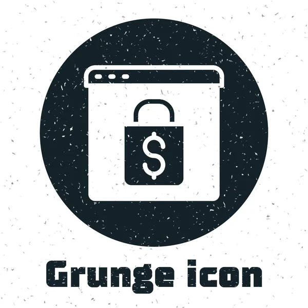 Grunge Online Shopping Auf Dem Bildschirm Symbol Isoliert Auf Weißem — Stockvektor