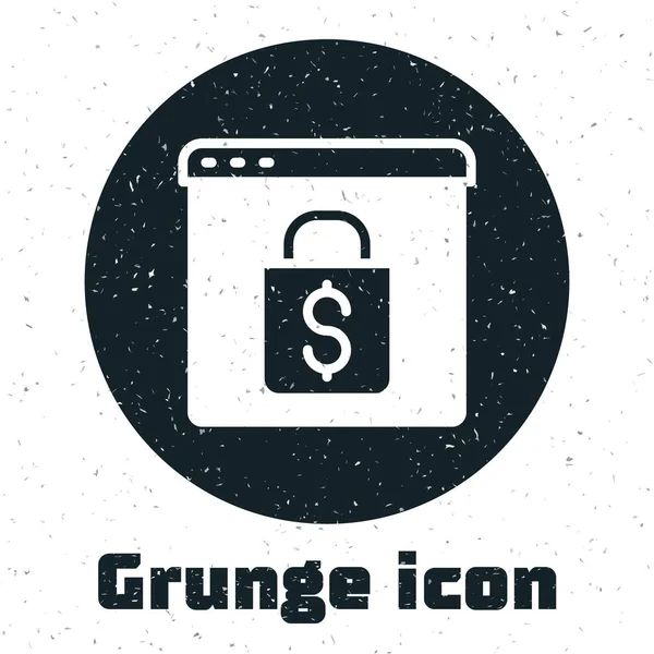 Grunge Online Winkelen Het Scherm Pictogram Geïsoleerd Witte Achtergrond Concept — Stockvector